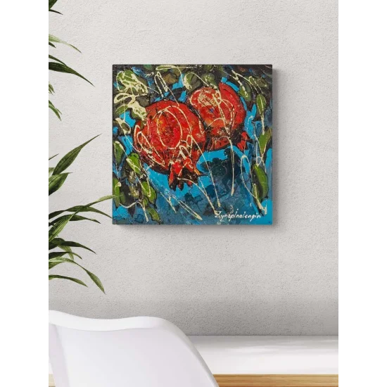 Turkuazda Nar Yağlı Boya Tablosu