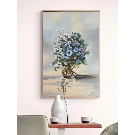 Cam Vazoda Papatyalar Yağlı Boya Tablosu