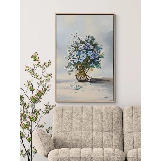 Cam Vazoda Papatyalar Yağlı Boya Tablosu