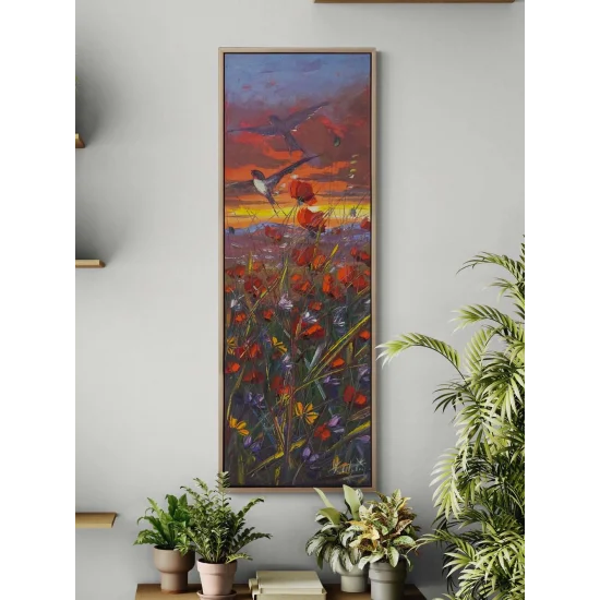 Gelinciklere Esen Işık Yağlı Boya Tablosu