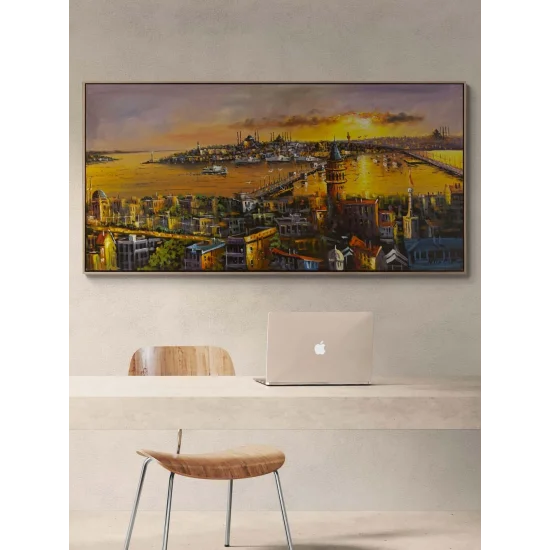 İstanbul’da Sessiz Bir Akşam Yağlı Boya Tablosu