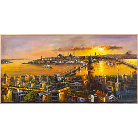 İstanbul’da Sessiz Bir Akşam Yağlı Boya Tablosu