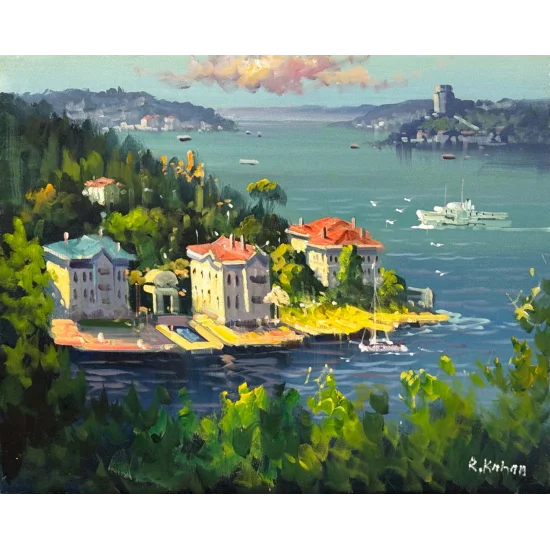 İstanbul’da Sessiz Boğaz Yağlı Boya Tablosu