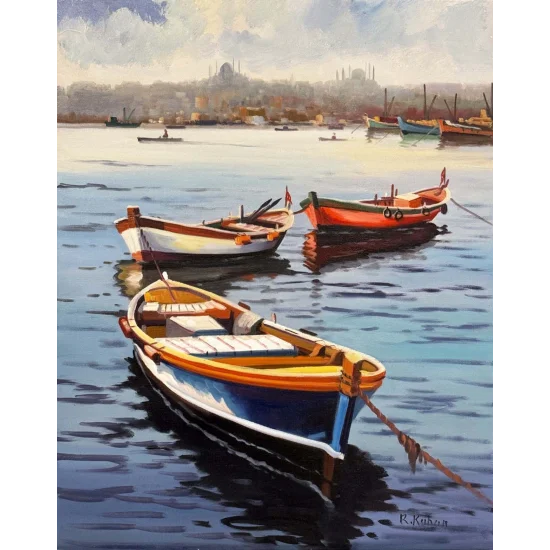 Sulara Düşen Işık Yağlı Boya Tablosu