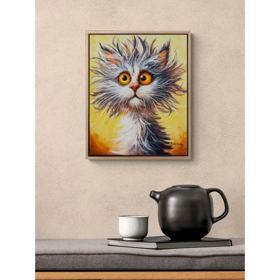 Şakın Kedi Yağlı Boya Tablosu