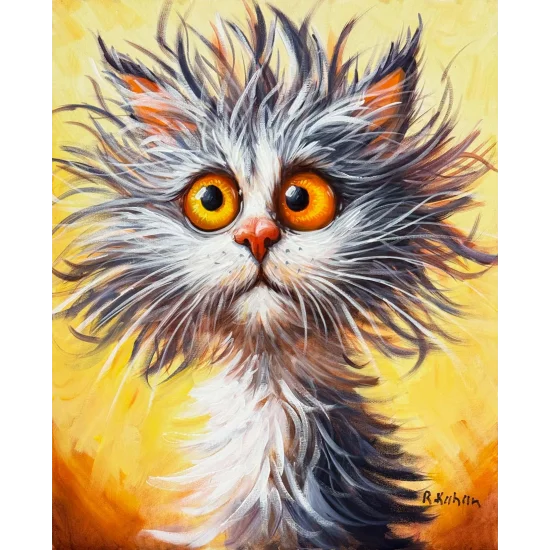 Şakın Kedi Yağlı Boya Tablosu