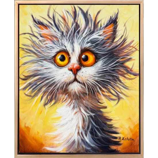 Şakın Kedi Yağlı Boya Tablosu