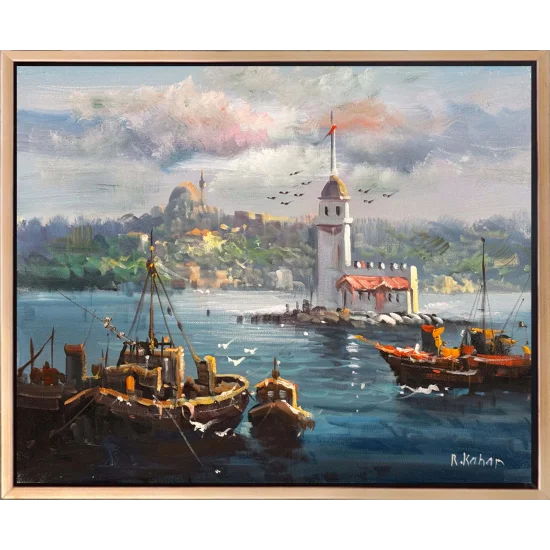 Kız Kulesi’nde Gün Yağlı Boya Tablosu