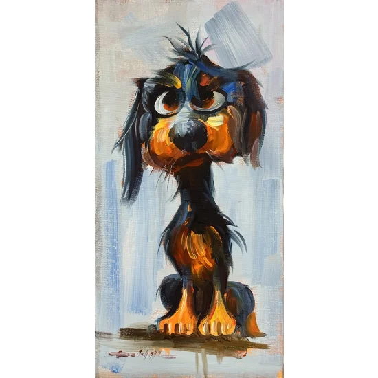 The Mischievous Dog Oil Painting