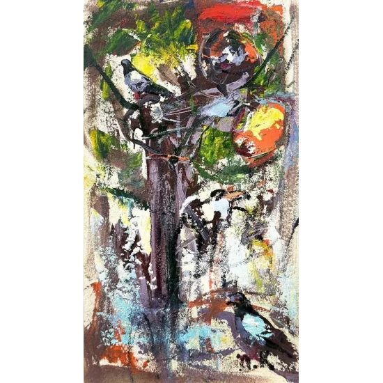 Pigeons Of The Tree Oil Painting