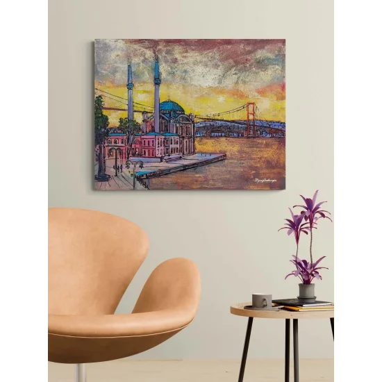 Akşamüstü Ortaköy Cami Yağlı Boya Tablosu