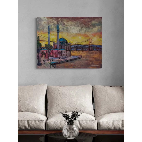 Akşamüstü Ortaköy Cami Yağlı Boya Tablosu