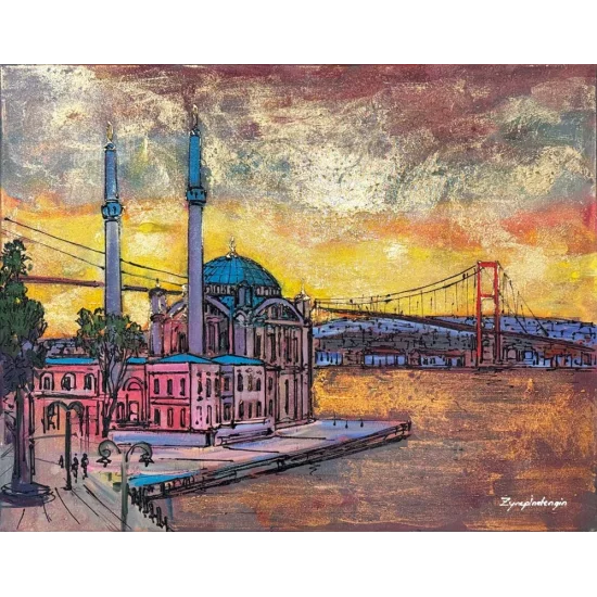 Akşamüstü Ortaköy Cami Yağlı Boya Tablosu