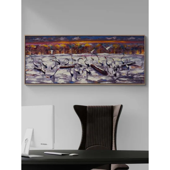 Alacakaranlıkta Turnalar Yağlı Boya Tablosu