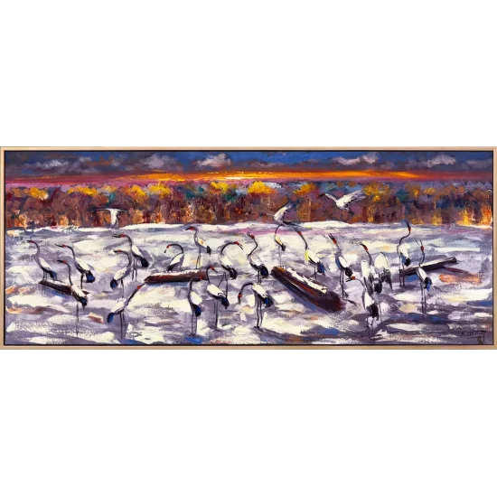 Alacakaranlıkta Turnalar Yağlı Boya Tablosu