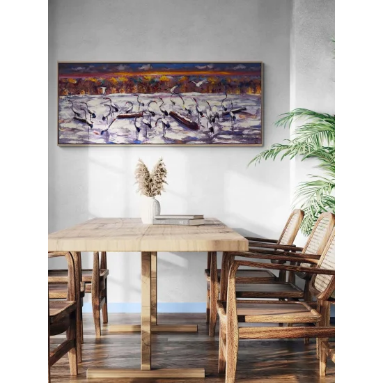 Alacakaranlıkta Turnalar Yağlı Boya Tablosu