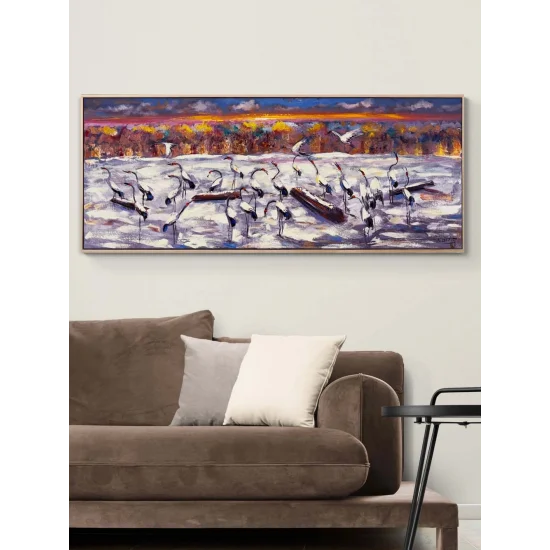 Alacakaranlıkta Turnalar Yağlı Boya Tablosu