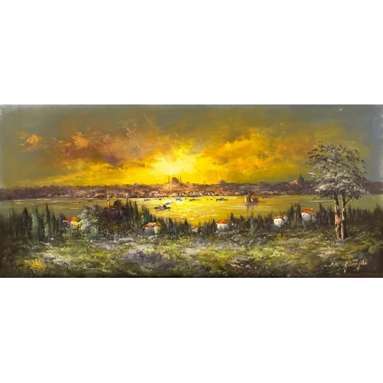 Istanbul in Golden Rays Oil Painting