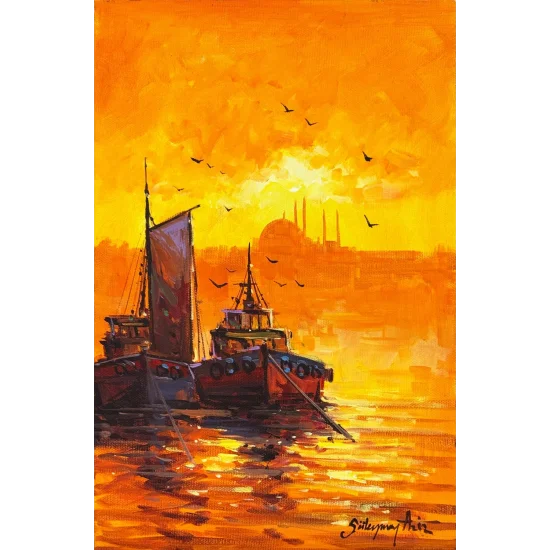 Altın Saatte Yağlı Boya Tablosu