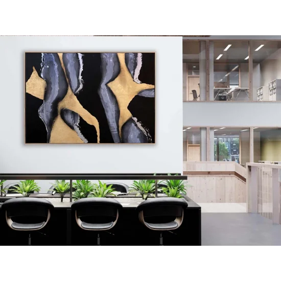 Siyah ve Gold Geçişler Siparişe Özel Soyut Yağlı Boya Tablo