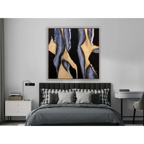 Siyah ve Gold Geçişler Siparişe Özel Soyut Yağlı Boya Tablo