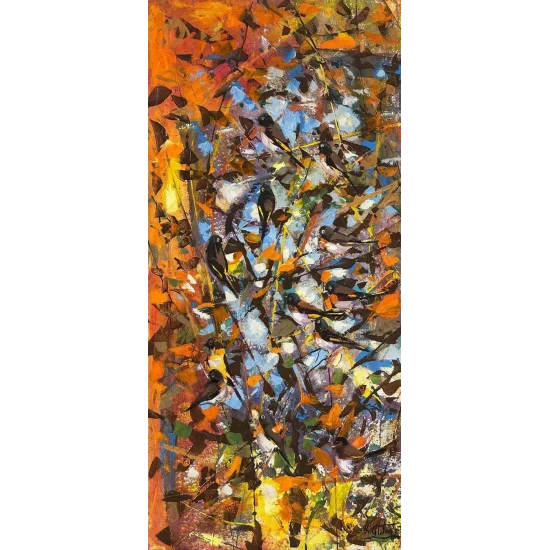 Altın Yaprakların Ardında Yağlı Boya Tablosu