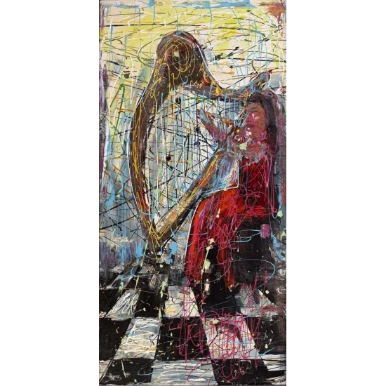 Arpın Kalbindeki Kadın Yağlı Boya Tablosu