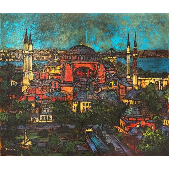 Ayasofya Camide Bahar Yağlı Boya Tablosu