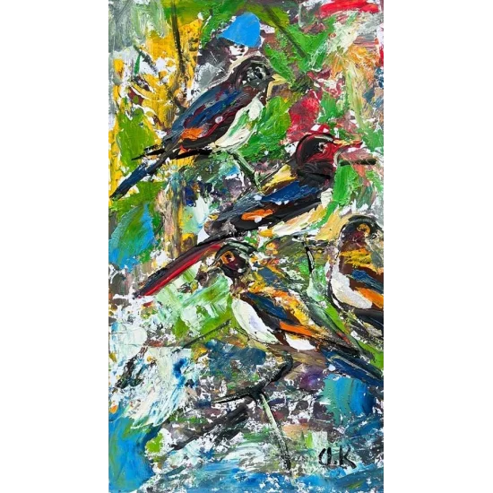 Baharın Kuşları Yağlı Boya Tablosu