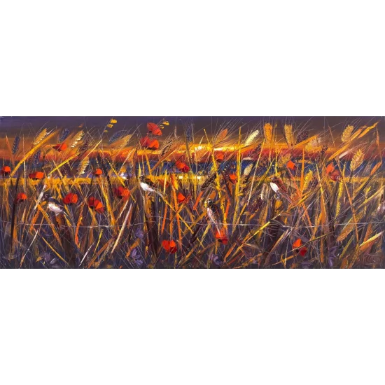 Başaklarda Kuş Sesleri Yağlı Boya Tablosu