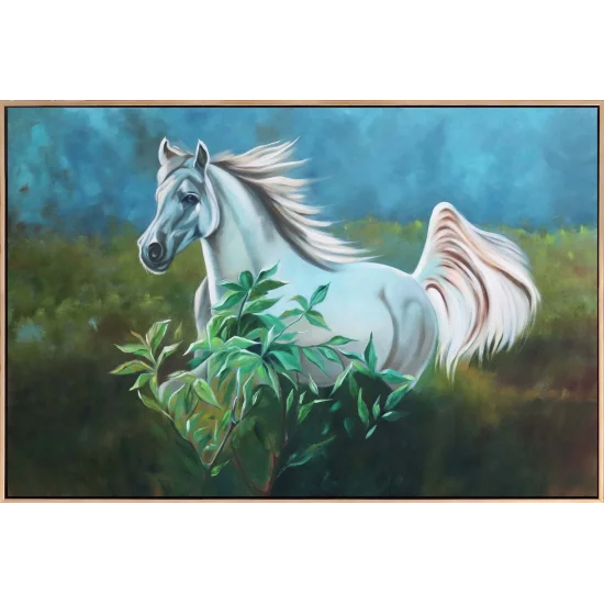 White Horse Free Run Oil Painting