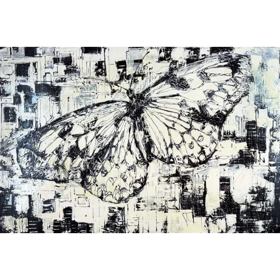 Beyaz Kelebeğin Rüyası Yağlı Boya Tablosu