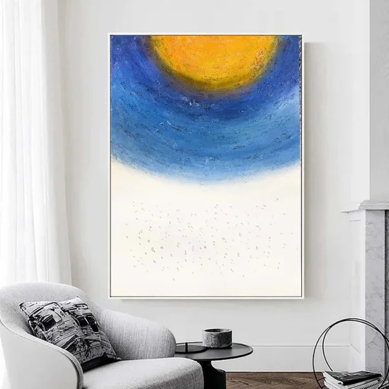 Beyaz Mavi Soyut Siparişe Özel Soyut Yağlı Boya Tablo