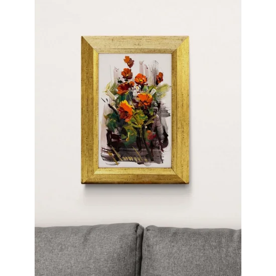 Beyazda Açan Çiçekler Yağlı Boya Tablosu