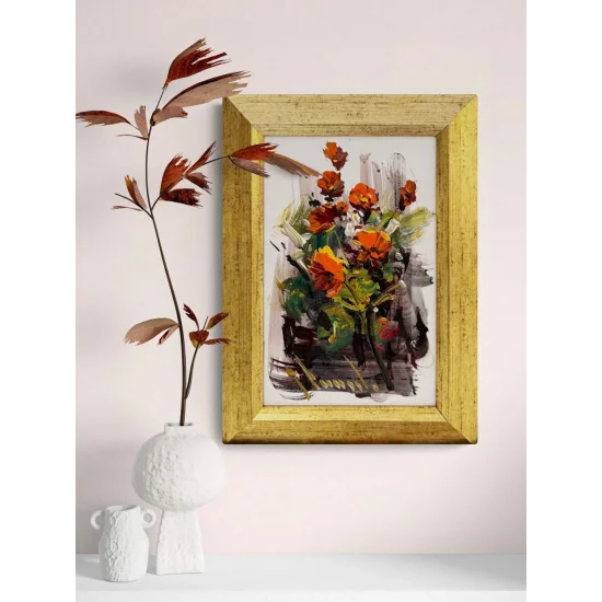 Beyazda Açan Çiçekler Yağlı Boya Tablosu