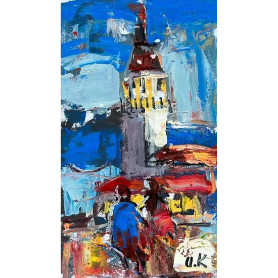 Bir Gün Kız Kulesi Yağlı Boya Tablosu