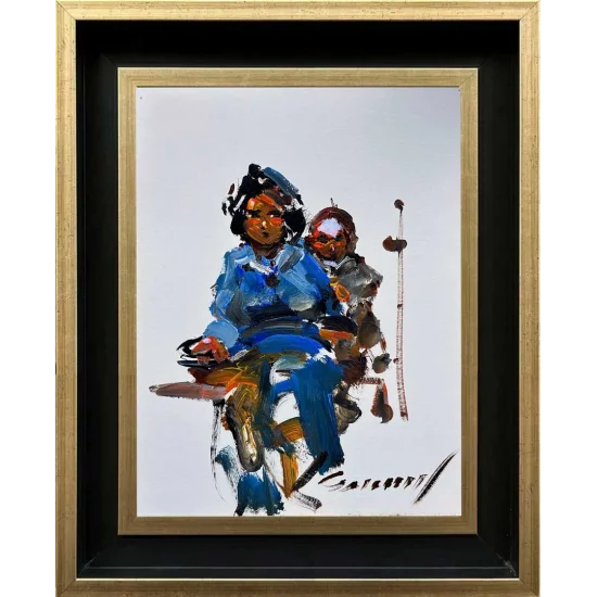 Cyclists Oil Painting