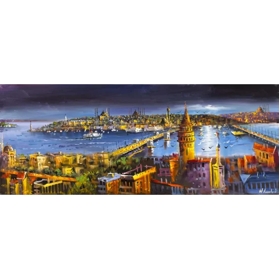 Boğaza Düşen Akşam Yağlı Boya Tablosu