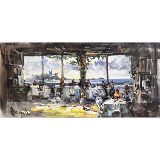 Boğaz’da Bir Akşamüstü Yağlı Boya Tablosu