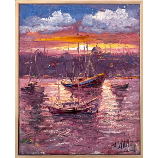 Boğazda Bir An Yağlı Boya Tablosu