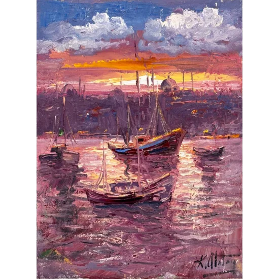 Boğazda Bir An Yağlı Boya Tablosu