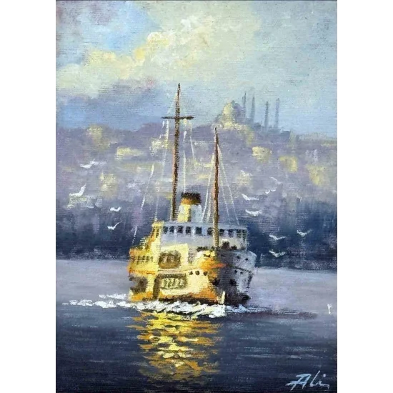 Boğazda Bir Yolculuk Yağlı Boya Tablosu