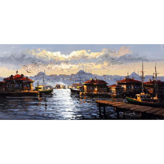 As the Day Begins on the Bosphorus Oil Painting