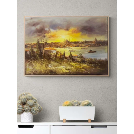 Boğazda Gün Sonu Masalı Yağlı Boya Tablosu