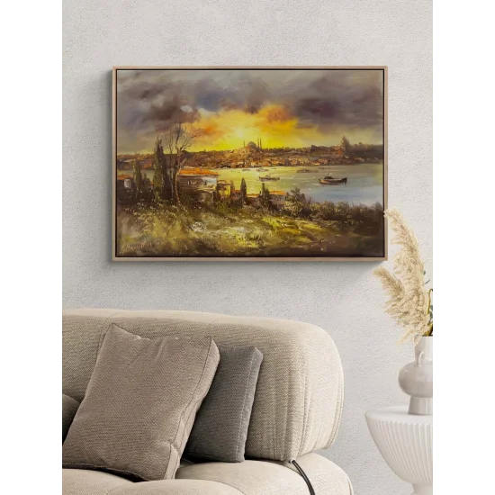 Boğazda Gün Sonu Masalı Yağlı Boya Tablosu