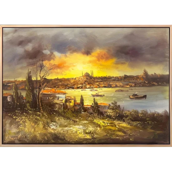 Boğazda Gün Sonu Masalı Yağlı Boya Tablosu