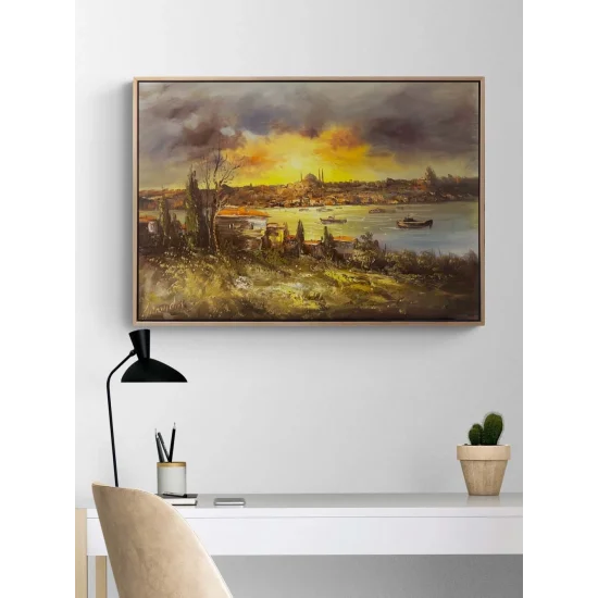 Boğazda Gün Sonu Masalı Yağlı Boya Tablosu