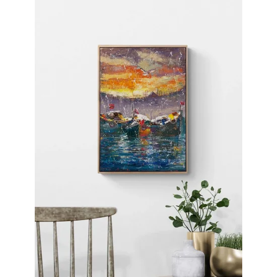 Boğazda Gün Yağlı Boya Tablosu