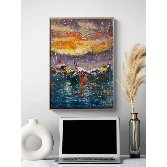 Boğazda Gün Yağlı Boya Tablosu