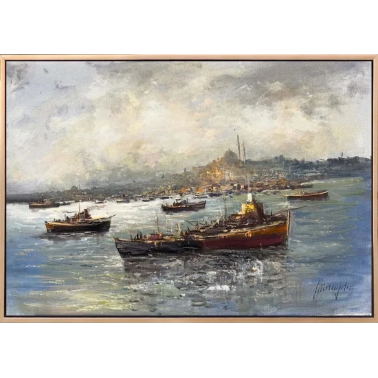 Boğazda Işık Yağlı Boya Tablosu